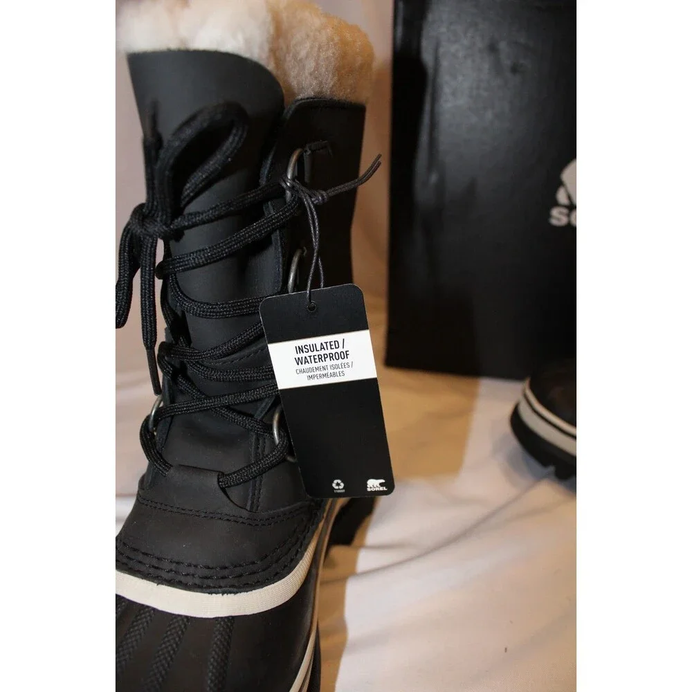 Sorel Men's 9 Women's 11 CARIBOU WP Waterproof Winter Boots Black Dark Stone NIB